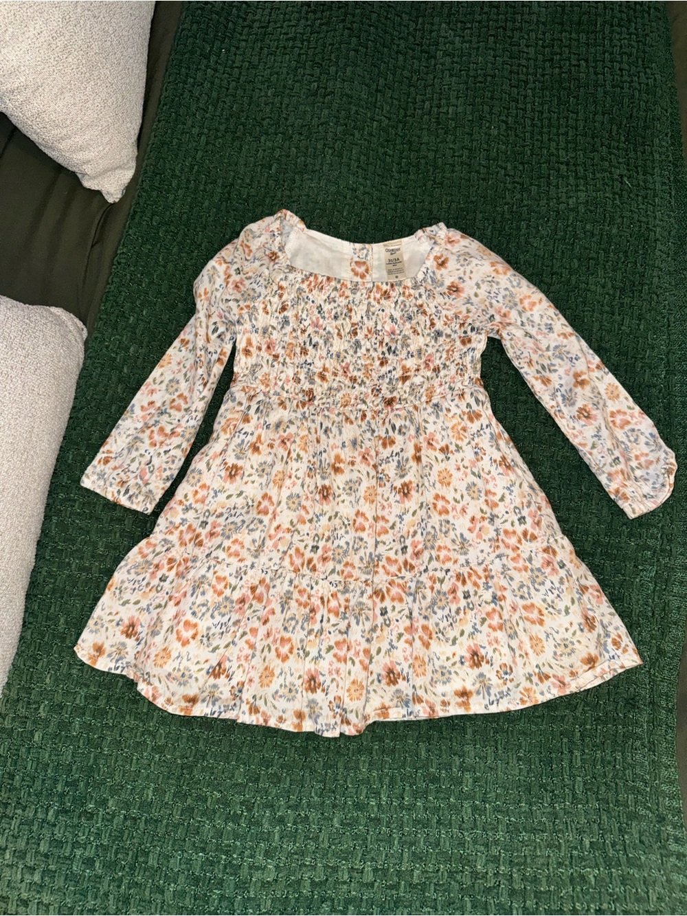 OshKosh B'gosh Cream Dress with Peach & Blue Floral Print